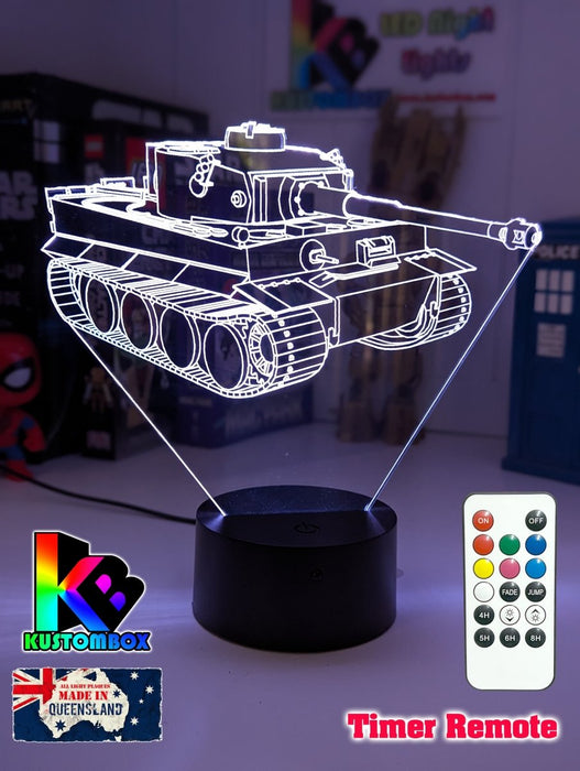 Army Military Tiger Tank Personalised Name 3D LED Night Light - KustomboxNight Lights & Ambient LightingKustomboxStandard Size