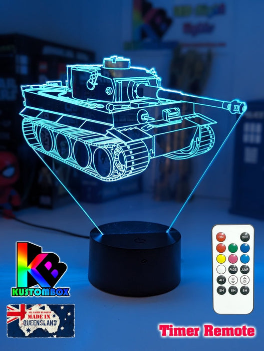 Army Military Tiger Tank Personalised Name 3D LED Night Light - KustomboxNight Lights & Ambient LightingKustomboxStandard Size