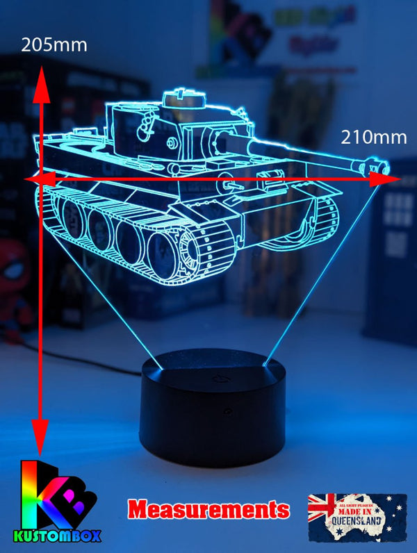 Army Military Tiger Tank Personalised Name 3D LED Night Light - KustomboxNight Lights & Ambient LightingKustomboxStandard Size