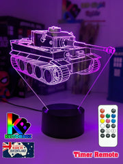 Army Military Tiger Tank Personalised Name 3D LED Night Light - KustomboxNight Lights & Ambient LightingKustomboxStandard Size