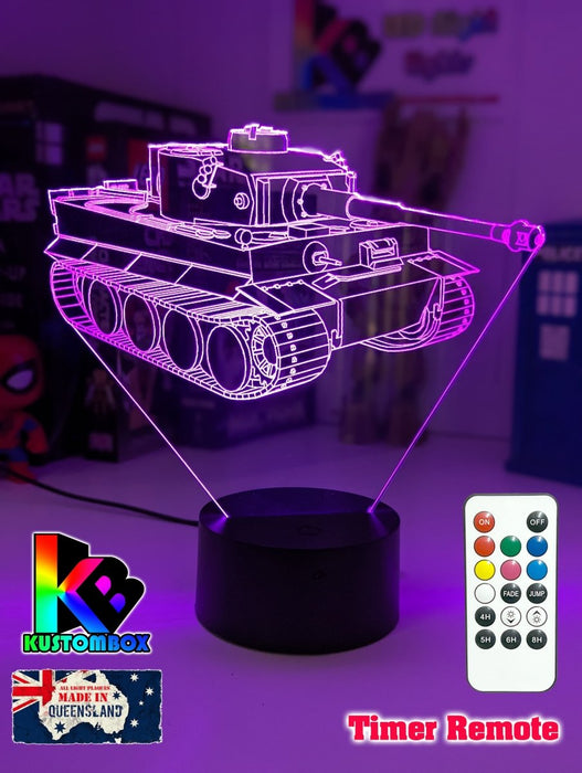 Army Military Tiger Tank Personalised Name 3D LED Night Light - KustomboxNight Lights & Ambient LightingKustomboxStandard Size