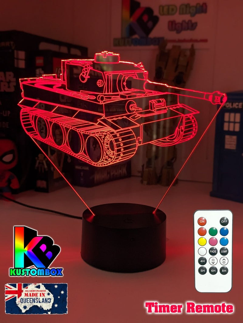 Army Military Tiger Tank Personalised Name 3D LED Night Light - KustomboxNight Lights & Ambient LightingKustomboxStandard Size