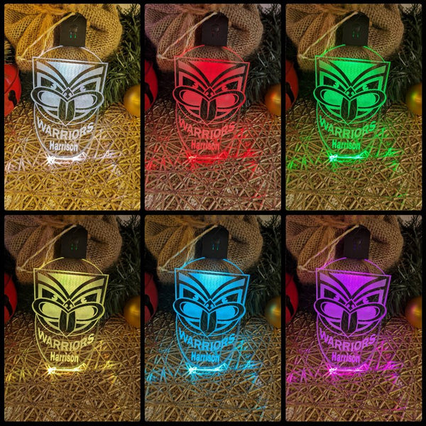 Auckland Warriors Football Personalised Christmas Bauble 3D LED Light Decoration - KustomboxNight Lights & Ambient LightingKustomboxBauble - No Name