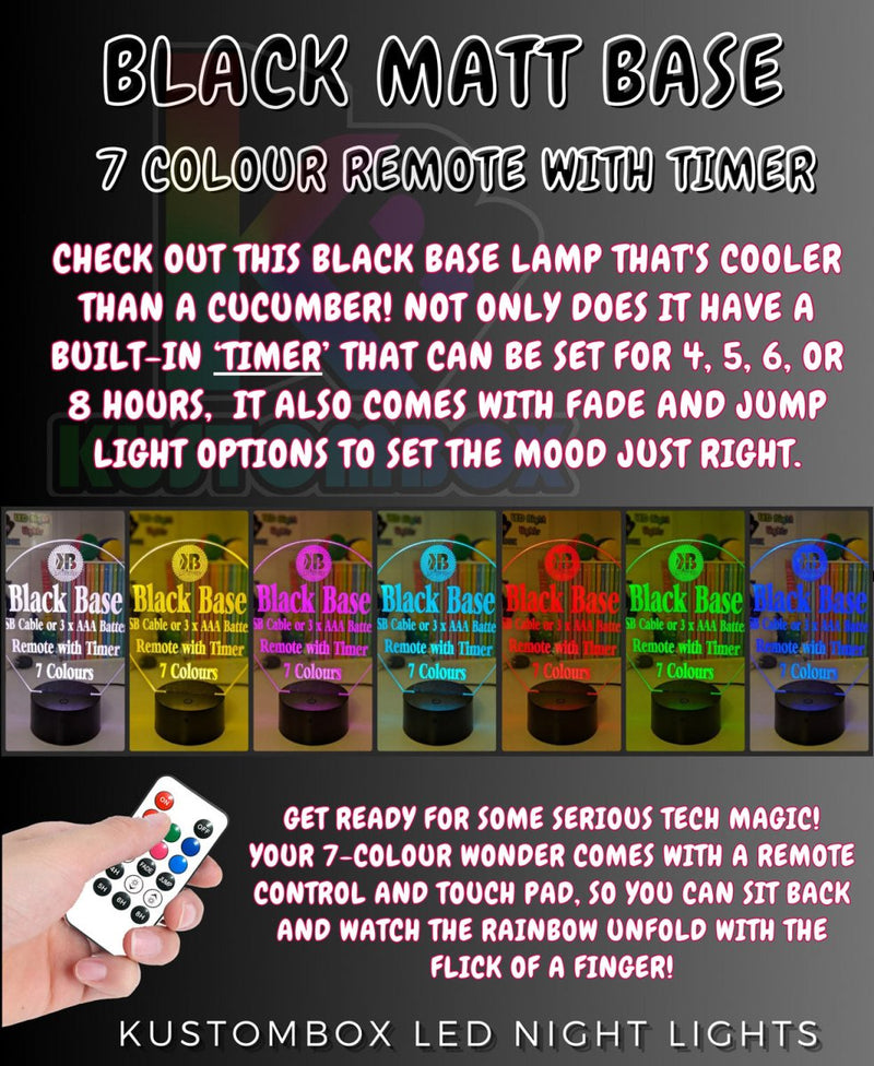 AFL ball Shape 3D LED ball night light black base option 