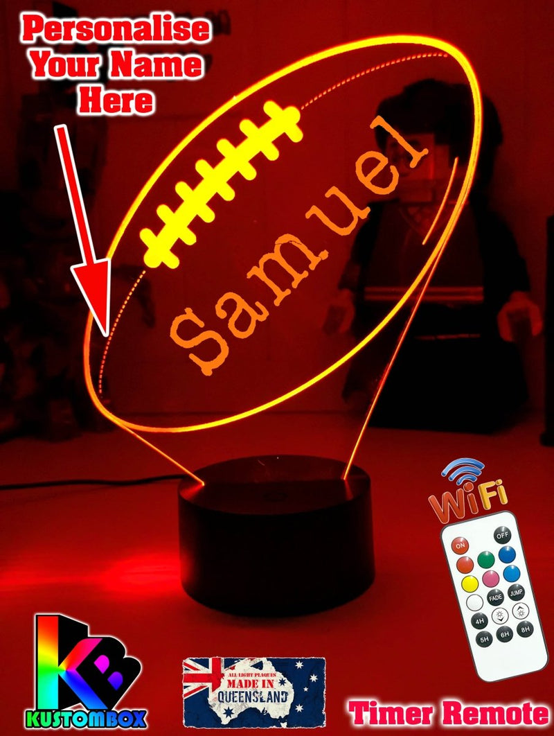 AFL ball Shape 3D LED ball light – AFL team décor for man caves, bars or fan spaces.