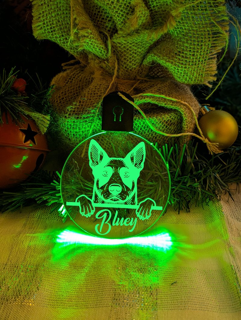 Australian Cattle Stumpy Tail Dog Personalised Christmas Bauble Decoration - KustomboxNight Lights & Ambient LightingKustomboxBauble - Standard Size
