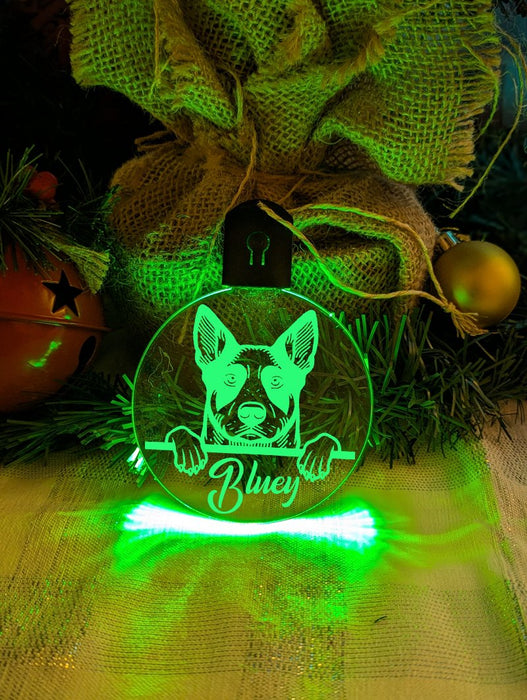 Australian Cattle Stumpy Tail Dog Personalised Christmas Bauble Decoration - KustomboxNight Lights & Ambient LightingKustomboxBauble - Standard Size