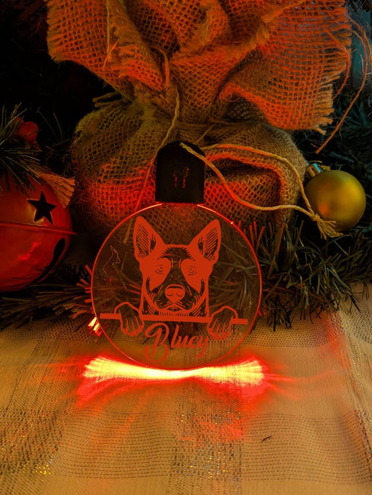 Australian Cattle Stumpy Tail Dog Personalised Christmas Bauble Decoration - KustomboxNight Lights & Ambient LightingKustomboxBauble - Standard Size