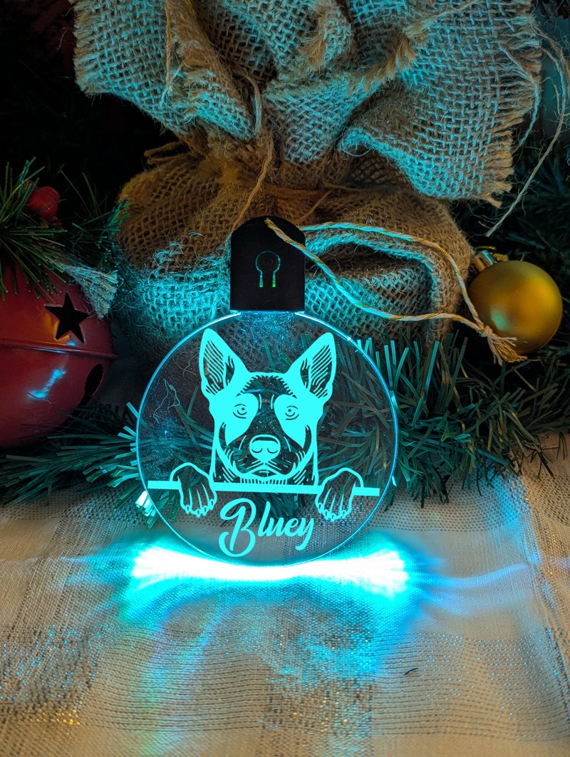 Australian Cattle Stumpy Tail Dog Personalised Christmas Bauble Decoration - KustomboxNight Lights & Ambient LightingKustomboxBauble - Standard Size