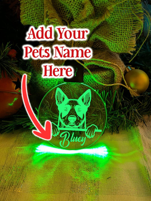 Australian Cattle Stumpy Tail Dog Personalised Christmas Bauble Decoration - KustomboxNight Lights & Ambient LightingKustomboxBauble - Standard Size