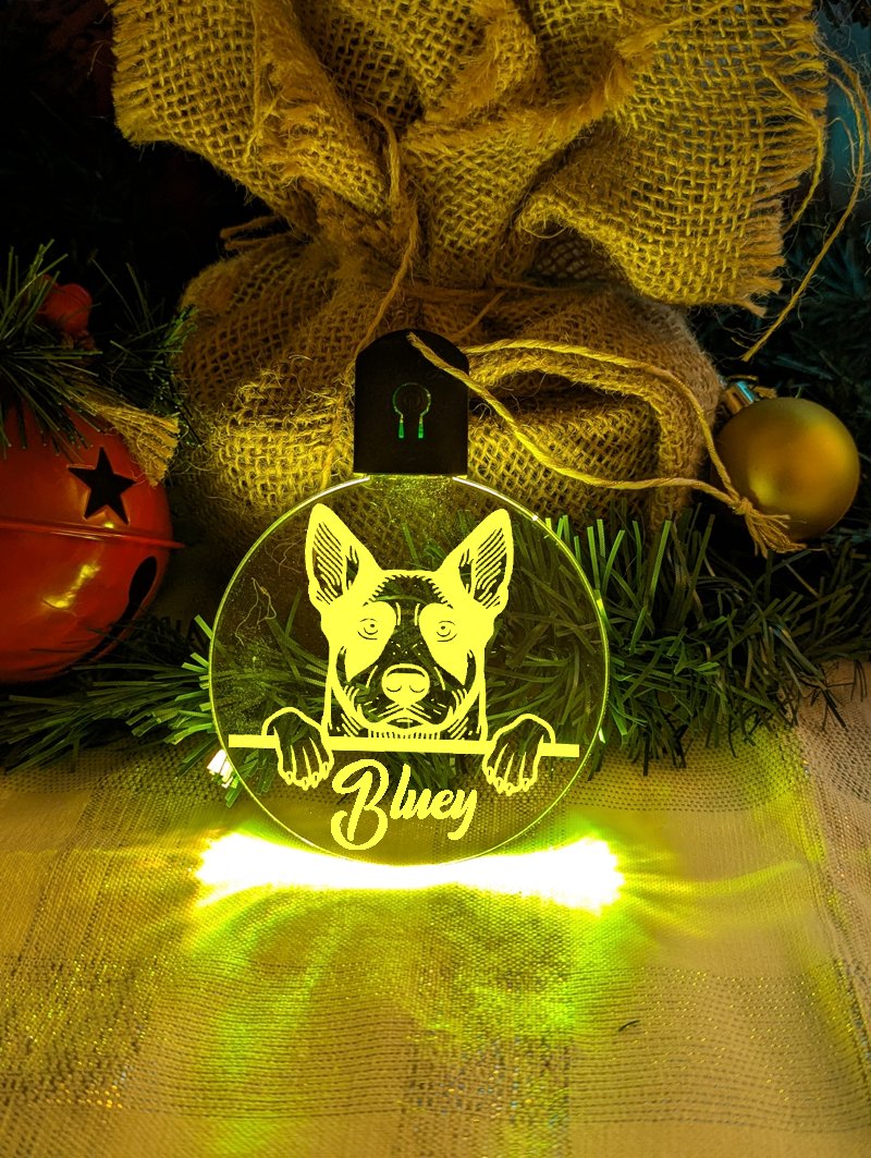 Australian Cattle Stumpy Tail Dog Personalised Christmas Bauble Decoration - KustomboxNight Lights & Ambient LightingKustomboxBauble - Standard Size