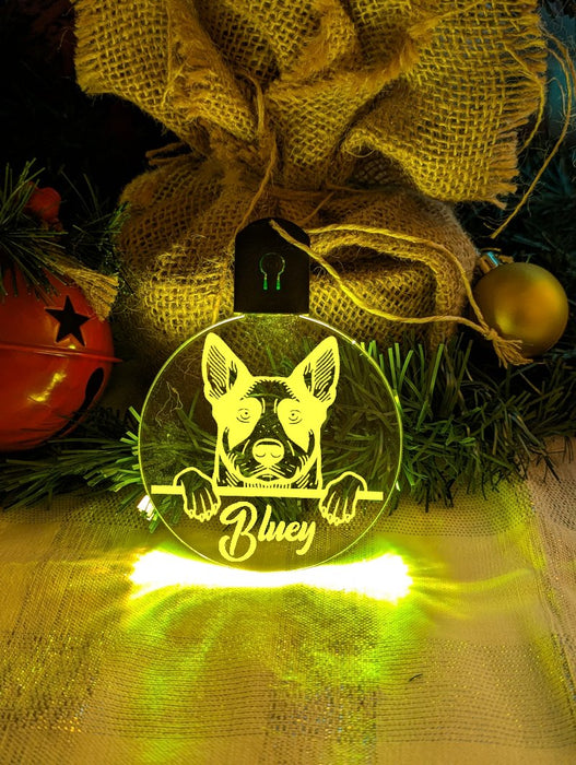 Australian Cattle Stumpy Tail Dog Personalised Christmas Bauble Decoration - KustomboxNight Lights & Ambient LightingKustomboxBauble - Standard Size