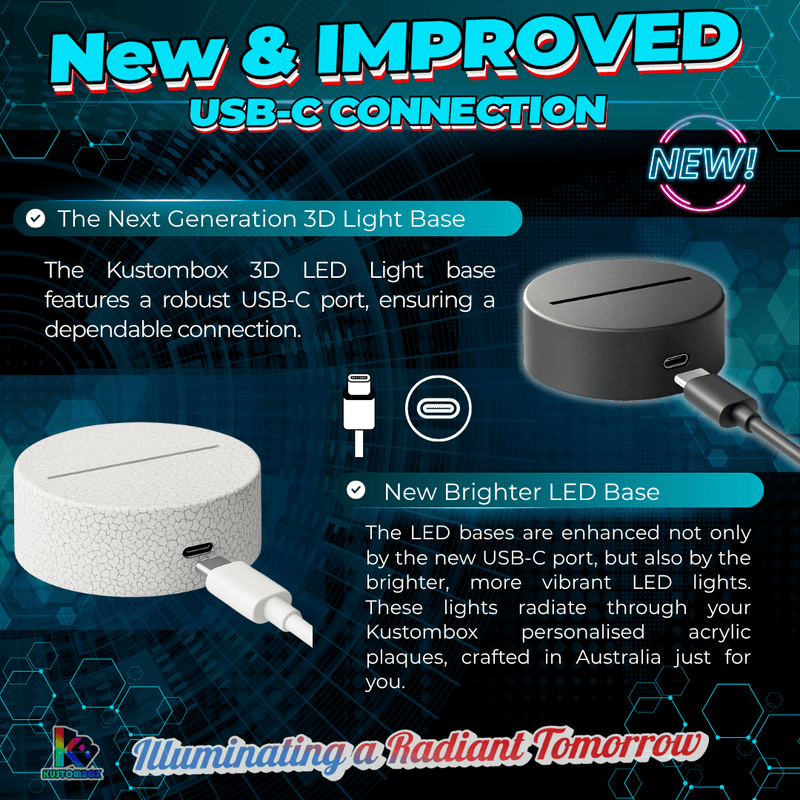 Australian Football AFL Personalised Jersey 3D LED Light Night 7 Colour Lamp USB-C smart wifi base