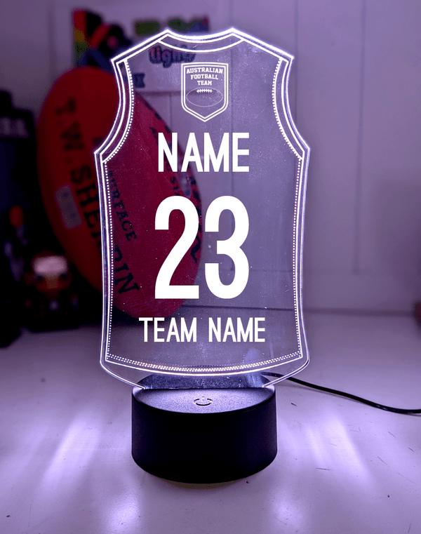 Personalised AFL inspired Jersey  ball shaped LED lamp with 16-colour light modes and remote.