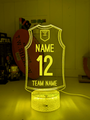 Personalised AFL inspired Jersey 3D LED ball night light – 16-colour remote lamp for kids, bar or mancave.