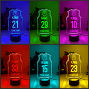 Australian Football AFL Personalised Jersey 3D LED Light Night 7 Colour Lamp black base collage colours 