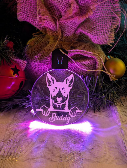 Australian Kelpie Dog Personalised Name Christmas Light Bauble Decoration - KustomboxNight Lights & Ambient LightingKustomboxBauble - Standard Size