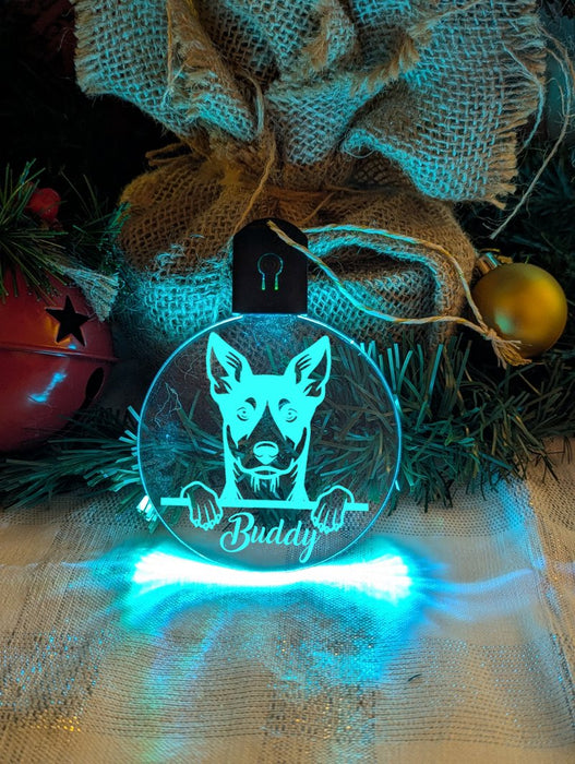 Australian Kelpie Dog Personalised Name Christmas Light Bauble Decoration - KustomboxNight Lights & Ambient LightingKustomboxBauble - Standard Size
