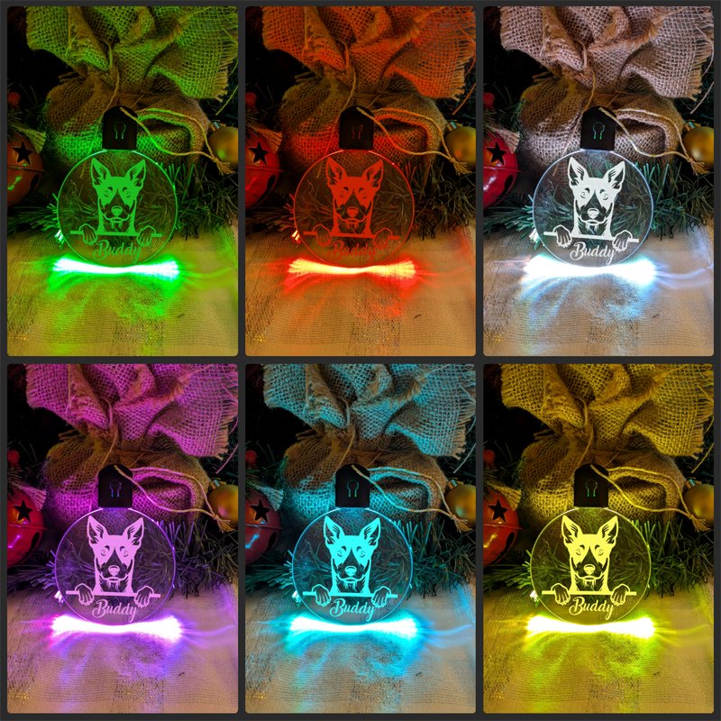 Australian Kelpie Dog Personalised Name Christmas Light Bauble Decoration - KustomboxNight Lights & Ambient LightingKustomboxBauble - Standard Size