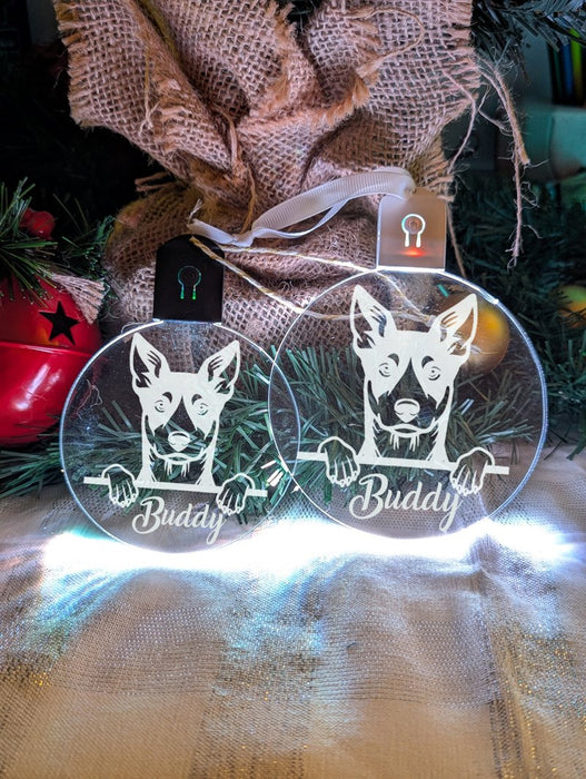 Australian Kelpie Dog Personalised Name Christmas Light Bauble Decoration - KustomboxNight Lights & Ambient LightingKustomboxBauble - Standard Size