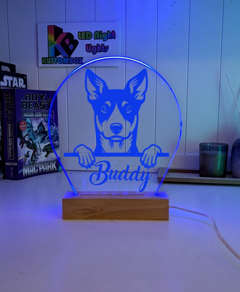 Australian Kelpie Personalised Pet Name 3D LED Room Light Decor - KustomboxNight Lights & Ambient LightingKustomboxStandard Size