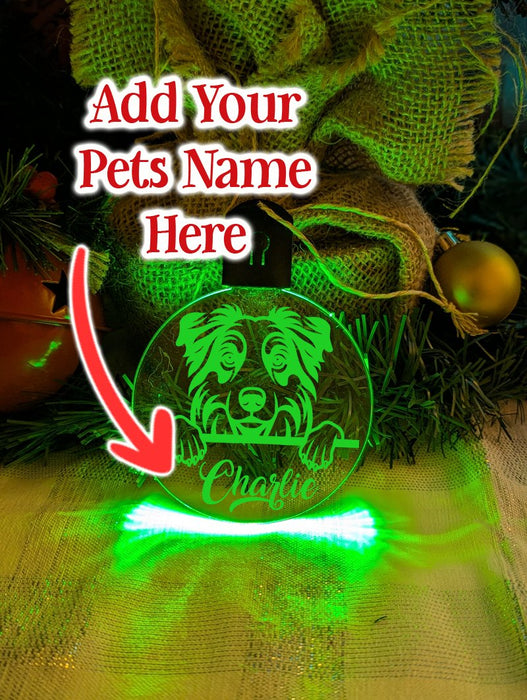 Australian Shepherd Dog Personalised Name Christmas Light Bauble Decoration - KustomboxNight Lights & Ambient LightingKustomboxBauble - Standard Size