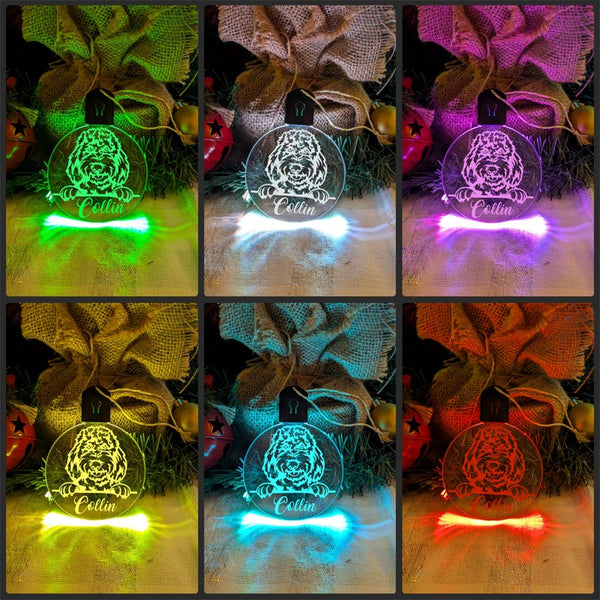 Australian Shepherd Dog Personalised Name Christmas Light Bauble Decoration - KustomboxNight Lights & Ambient LightingKustomboxBauble - Standard Size