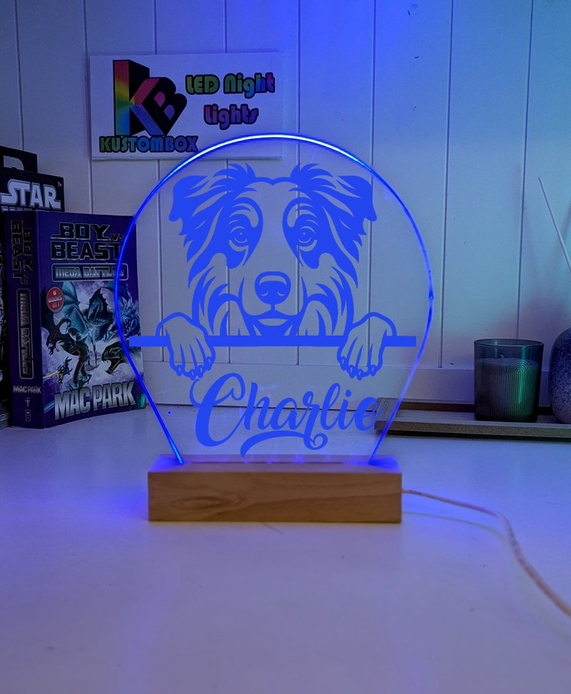 Australian Shepherd Personalised Pet Name 3D LED Room Light Decor - KustomboxNight Lights & Ambient LightingKustomboxStandard Size