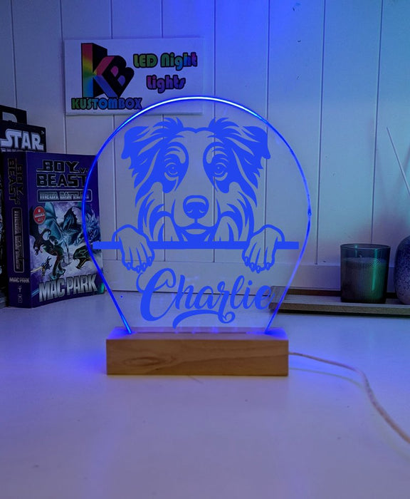 Australian Shepherd Personalised Pet Name 3D LED Room Light Decor - KustomboxNight Lights & Ambient LightingKustomboxStandard Size
