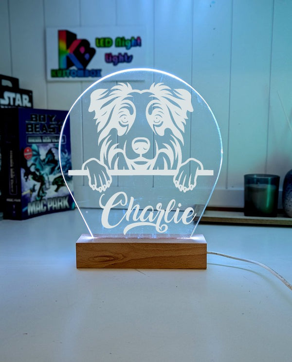 Australian Shepherd Personalised Pet Name 3D LED Room Light Decor - KustomboxNight Lights & Ambient LightingKustomboxStandard Size