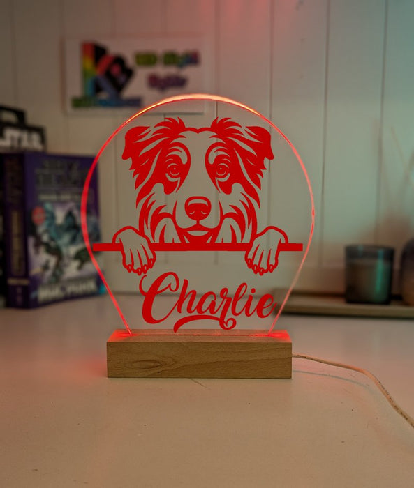 Australian Shepherd Personalised Pet Name 3D LED Room Light Decor - KustomboxNight Lights & Ambient LightingKustomboxStandard Size