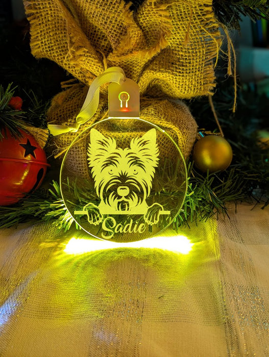 Australian Terrier Dog Personalised Name Christmas Light Bauble Decoration - KustomboxNight Lights & Ambient LightingKustomboxBauble - Standard Size