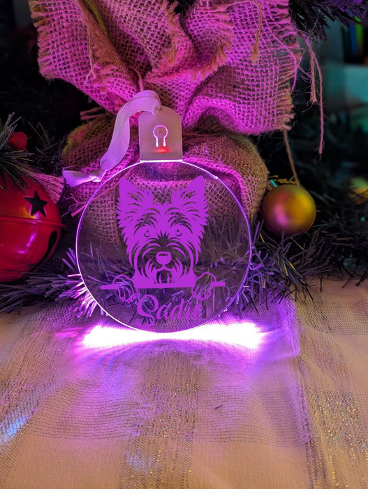 Australian Terrier Dog Personalised Name Christmas Light Bauble Decoration - KustomboxNight Lights & Ambient LightingKustomboxBauble - Standard Size