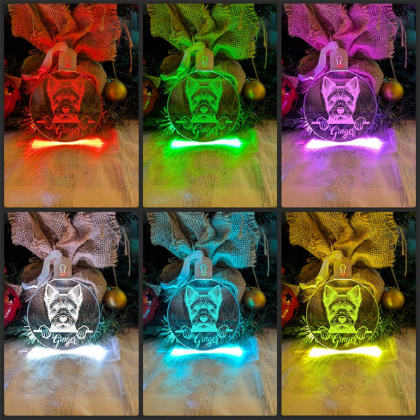 Australian Terrier Dog Personalised Name Christmas Light Bauble Decoration - KustomboxNight Lights & Ambient LightingKustomboxBauble - Standard Size