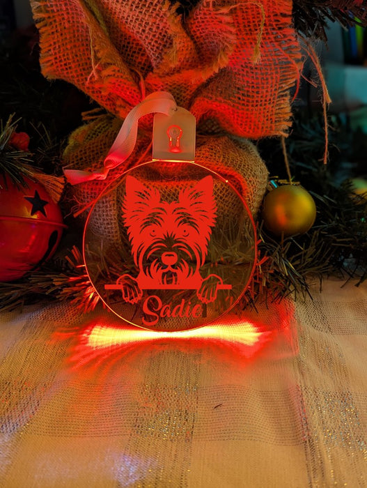 Australian Terrier Dog Personalised Name Christmas Light Bauble Decoration - KustomboxNight Lights & Ambient LightingKustomboxBauble - Standard Size
