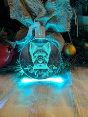 Australian Terrier Dog Personalised Name Christmas Light Bauble Decoration - KustomboxNight Lights & Ambient LightingKustomboxBauble - Standard Size