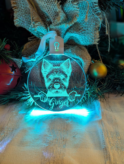 Australian Terrier Dog Personalised Name Christmas Light Bauble Decoration - KustomboxNight Lights & Ambient LightingKustomboxBauble - Standard Size
