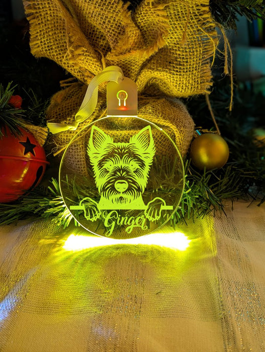 Australian Terrier Dog Personalised Name Christmas Light Bauble Decoration - KustomboxNight Lights & Ambient LightingKustomboxBauble - Standard Size