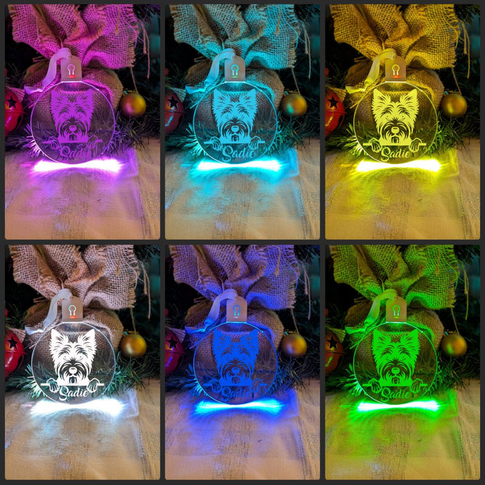 Australian Terrier Dog Personalised Name Christmas Light Bauble Decoration - KustomboxNight Lights & Ambient LightingKustomboxBauble - Standard Size