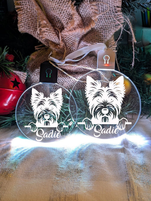Australian Terrier Dog Personalised Name Christmas Light Bauble Decoration - KustomboxNight Lights & Ambient LightingKustomboxBauble - Standard Size