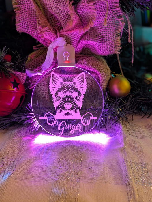 Australian Terrier Dog Personalised Name Christmas Light Bauble Decoration - KustomboxNight Lights & Ambient LightingKustomboxBauble - Standard Size