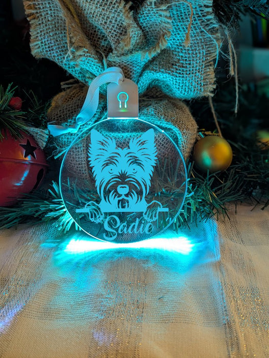 Australian Terrier Dog Personalised Name Christmas Light Bauble Decoration - KustomboxNight Lights & Ambient LightingKustomboxBauble - Standard Size