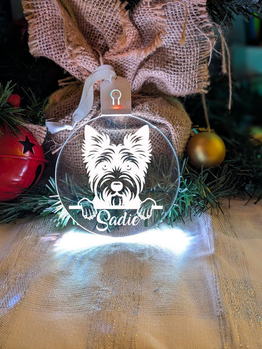 Australian Terrier Dog Personalised Name Christmas Light Bauble Decoration - KustomboxNight Lights & Ambient LightingKustomboxBauble - Standard Size