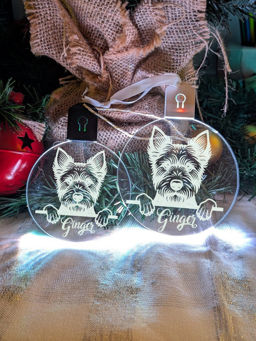 Australian Terrier Dog Personalised Name Christmas Light Bauble Decoration - KustomboxNight Lights & Ambient LightingKustomboxBauble - Standard Size