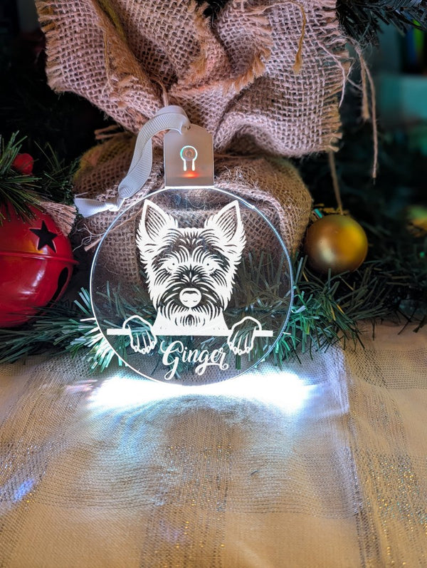 Australian Terrier Dog Personalised Name Christmas Light Bauble Decoration - KustomboxNight Lights & Ambient LightingKustomboxBauble - Standard Size