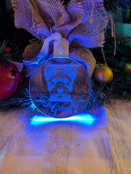 Australian Terrier Dog Personalised Name Christmas Light Bauble Decoration - KustomboxNight Lights & Ambient LightingKustomboxBauble - Standard Size