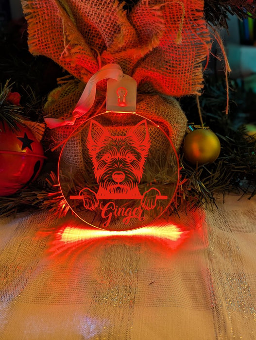 Australian Terrier Dog Personalised Name Christmas Light Bauble Decoration - KustomboxNight Lights & Ambient LightingKustomboxBauble - Standard Size