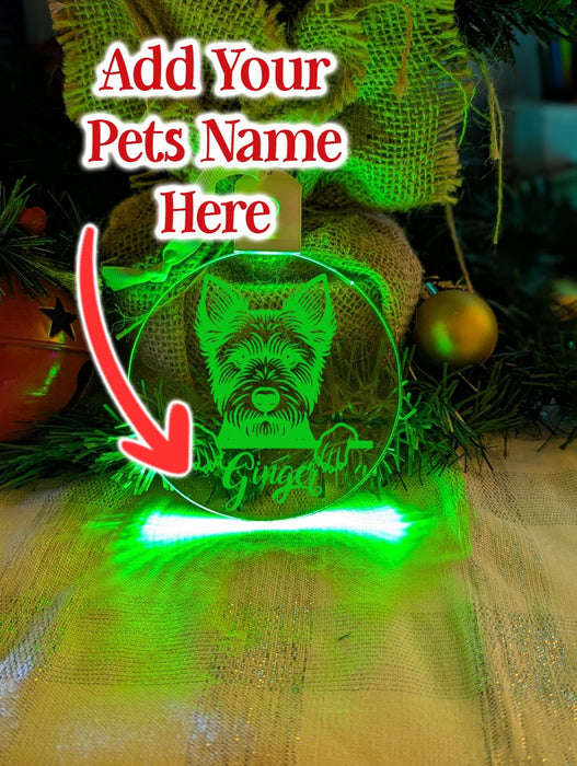 Australian Terrier Dog Personalised Name Christmas Light Bauble Decoration - KustomboxNight Lights & Ambient LightingKustomboxBauble - Standard Size