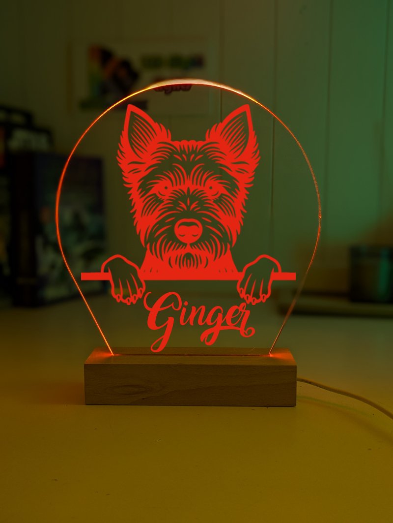 Australian Terrier Pet Personalised Name 3D LED Room Light Decor - KustomboxNight Lights & Ambient LightingKustomboxStandard Size