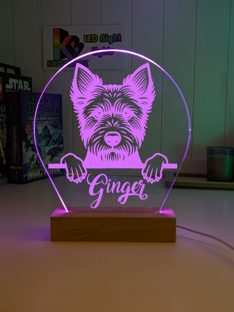 Australian Terrier Pet Personalised Name 3D LED Room Light Decor - KustomboxNight Lights & Ambient LightingKustomboxStandard Size
